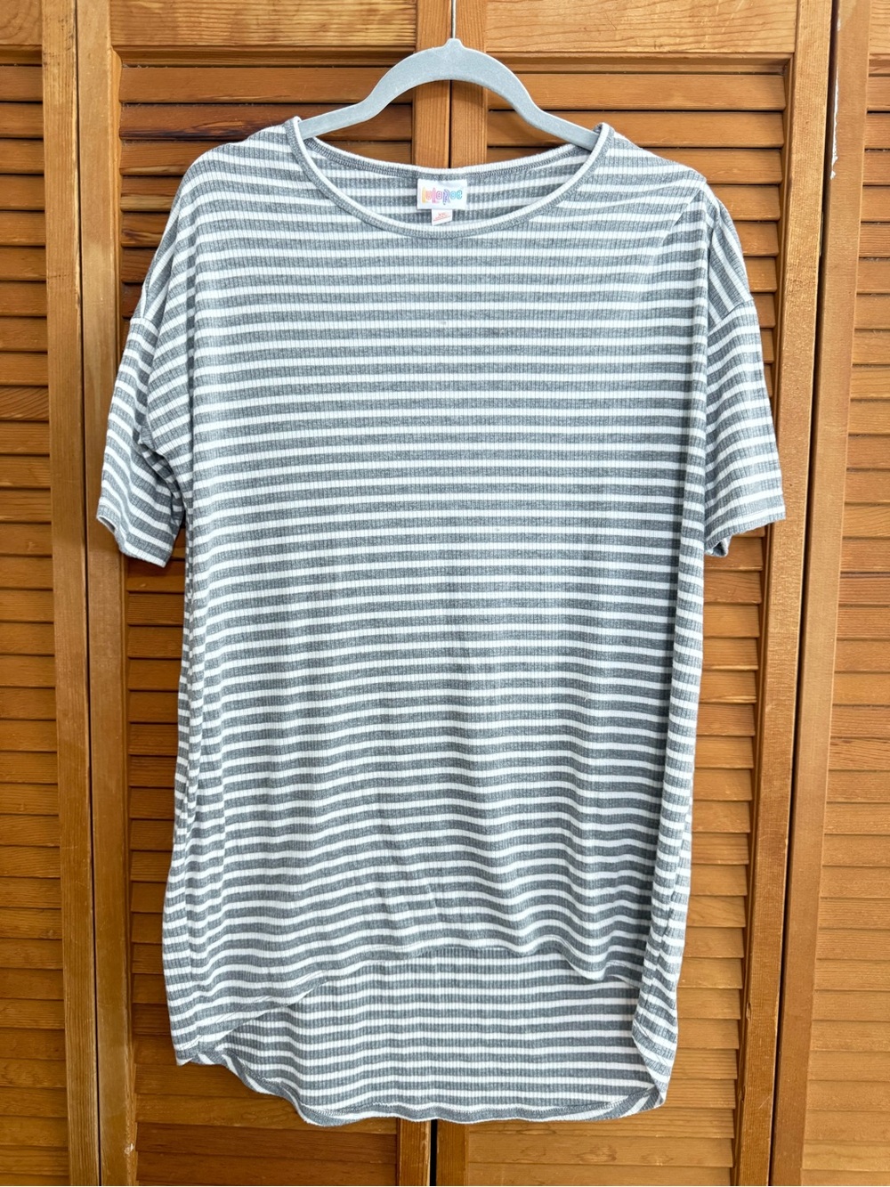 Lularoe Irma Grey & White Striped